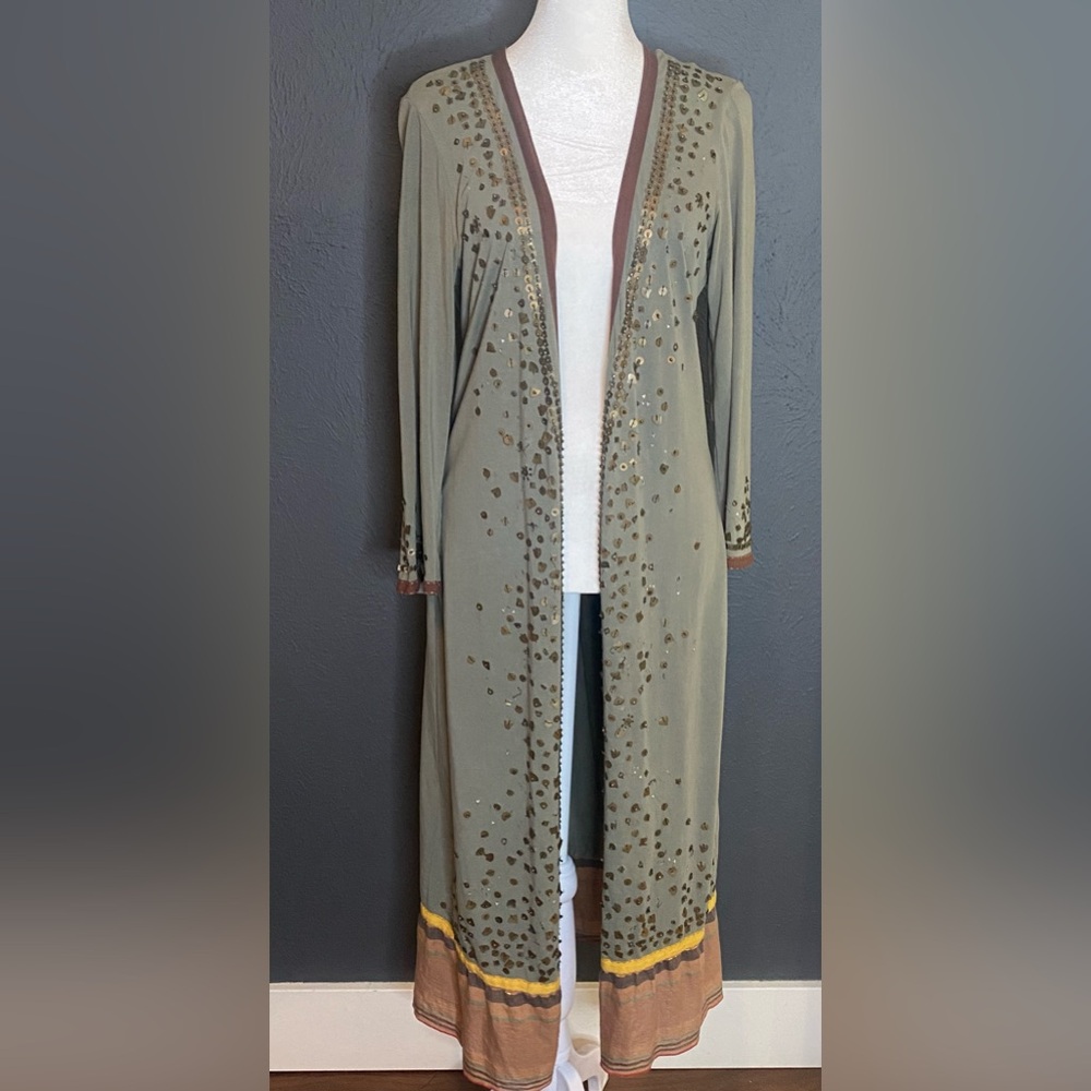 A Common Thread Embellished duster cotton jacket